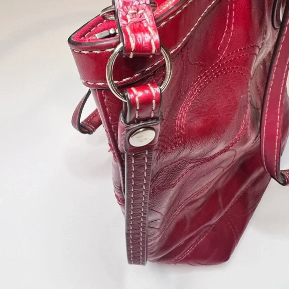 Coach red patent leather bright red tote purse OS - Picture 3 of 12